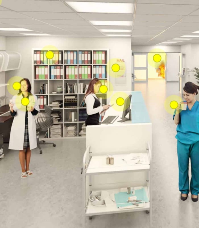 Clickable Coverage - Medical Office Scene with Nurses and Doctor Standing in a Medical Office
